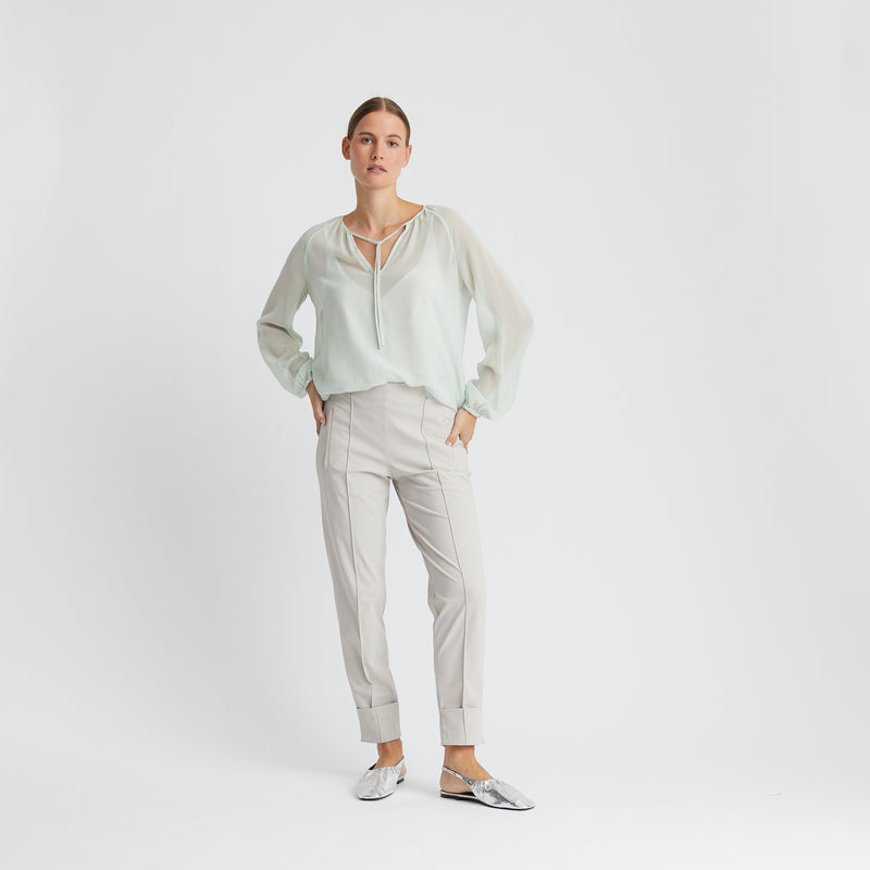 TIE NECK TOP MILA in aqua – Look am Model